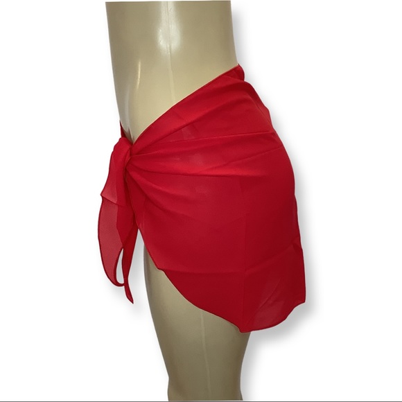Zuliana Red Beach Cover Skirt/Cover Up Sarong. Made in USA. New With Tags - Picture 2 of 5